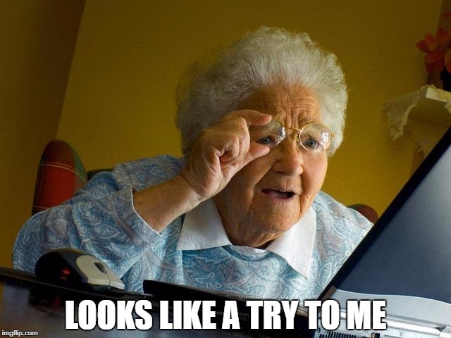 Grandma Finds The Internet | LOOKS LIKE A TRY TO ME | image tagged in memes,grandma finds the internet | made w/ Imgflip meme maker