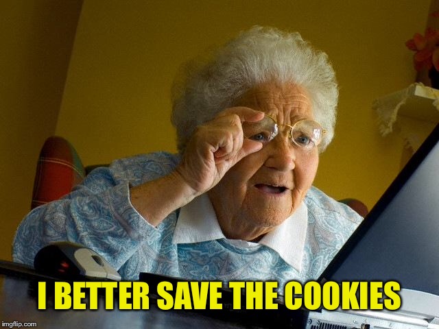 Grandma Finds The Internet Meme | I BETTER SAVE THE COOKIES | image tagged in memes,grandma finds the internet | made w/ Imgflip meme maker