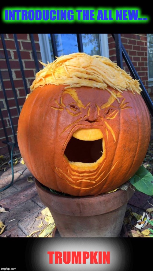 INTRODUCING THE ALL NEW.... TRUMPKIN | image tagged in pumpkin,donald trump,memes | made w/ Imgflip meme maker