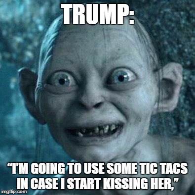 Gollum Meme | TRUMP:; “I’M GOING TO USE SOME TIC TACS IN CASE I START KISSING HER,” | image tagged in memes,gollum | made w/ Imgflip meme maker