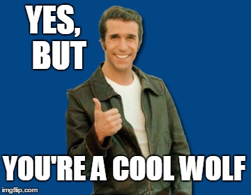 the Fonz | YES,  BUT YOU'RE A COOL WOLF | image tagged in the fonz | made w/ Imgflip meme maker