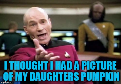 Picard Wtf Meme | I THOUGHT I HAD A PICTURE OF MY DAUGHTERS PUMPKIN | image tagged in memes,picard wtf | made w/ Imgflip meme maker