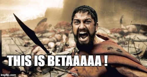 Sparta Leonidas Meme | THIS IS BETAAAAA ! | image tagged in memes,sparta leonidas | made w/ Imgflip meme maker