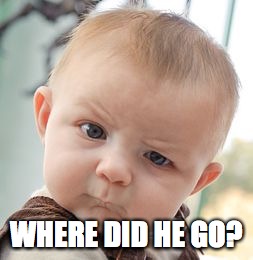 Skeptical Baby Meme | WHERE DID HE GO? | image tagged in memes,skeptical baby | made w/ Imgflip meme maker