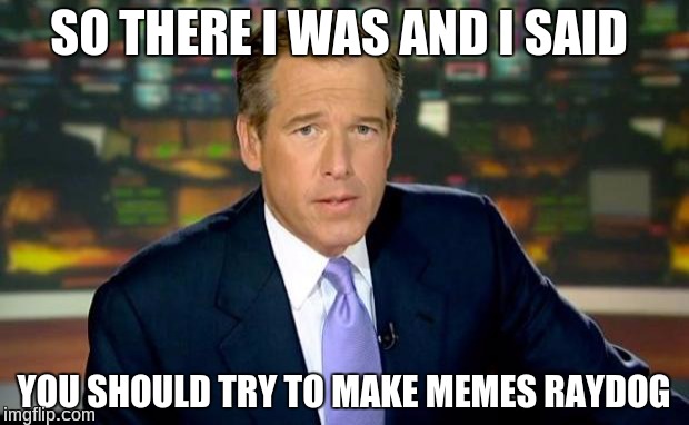 Brian Williams Was There | SO THERE I WAS AND I SAID; YOU SHOULD TRY TO MAKE MEMES RAYDOG | image tagged in memes,brian williams was there | made w/ Imgflip meme maker