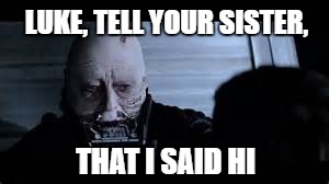 LUKE, TELL YOUR SISTER, THAT I SAID HI | image tagged in star wars | made w/ Imgflip meme maker