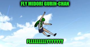 FLY MIDORI GURIN-CHAN; FLLLLLLLLLYYYYYYY | image tagged in flying midori yan-sim | made w/ Imgflip meme maker