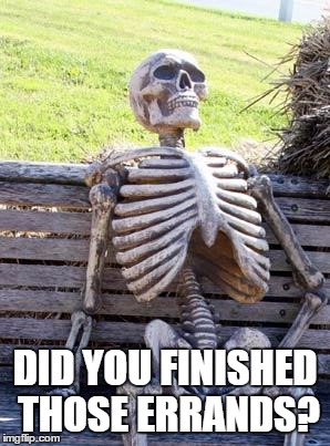 Waiting Skeleton Meme | DID YOU FINISHED THOSE ERRANDS? | image tagged in memes,waiting skeleton | made w/ Imgflip meme maker
