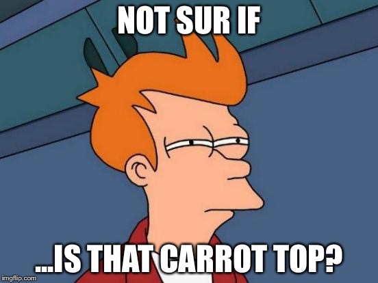 Futurama Fry Meme | NOT SUR IF ...IS THAT CARROT TOP? | image tagged in memes,futurama fry | made w/ Imgflip meme maker