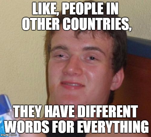 It's Like Another Language | LIKE, PEOPLE IN OTHER COUNTRIES, THEY HAVE DIFFERENT WORDS FOR EVERYTHING | image tagged in memes,10 guy,other languages,funny,lost in interpretation | made w/ Imgflip meme maker