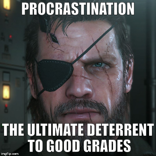 Not Big Boss | PROCRASTINATION; THE ULTIMATE DETERRENT TO GOOD GRADES | image tagged in not big boss | made w/ Imgflip meme maker