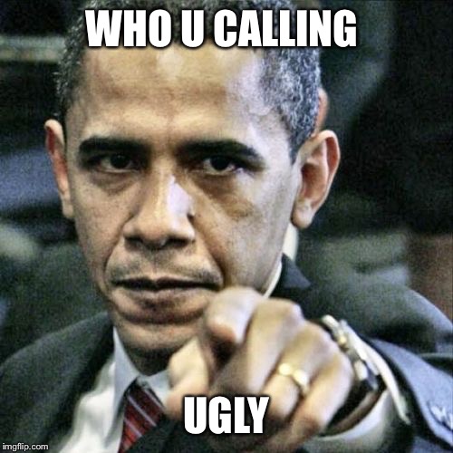 Pissed Off Obama | WHO U CALLING; UGLY | image tagged in memes,pissed off obama | made w/ Imgflip meme maker