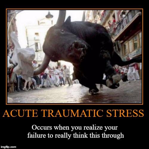 Acute Traumatic Stress | image tagged in funny,demotivationals,wmp,traumatic stress | made w/ Imgflip demotivational maker