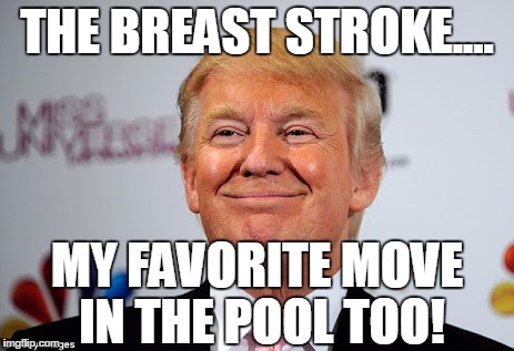 Donald trump approves | THE BREAST STROKE.... MY FAVORITE MOVE IN THE POOL TOO! | image tagged in donald trump approves | made w/ Imgflip meme maker