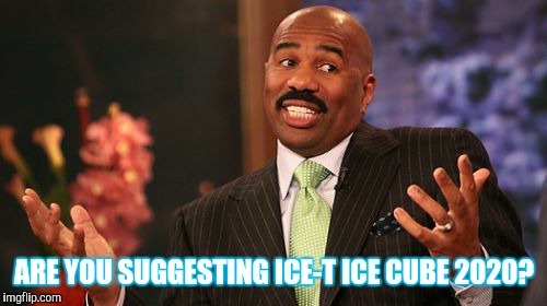 Steve Harvey Meme | ARE YOU SUGGESTING ICE-T ICE CUBE 2020? | image tagged in memes,steve harvey | made w/ Imgflip meme maker