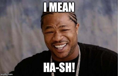 Yo Dawg Heard You Meme | I MEAN HA-SH! | image tagged in memes,yo dawg heard you | made w/ Imgflip meme maker