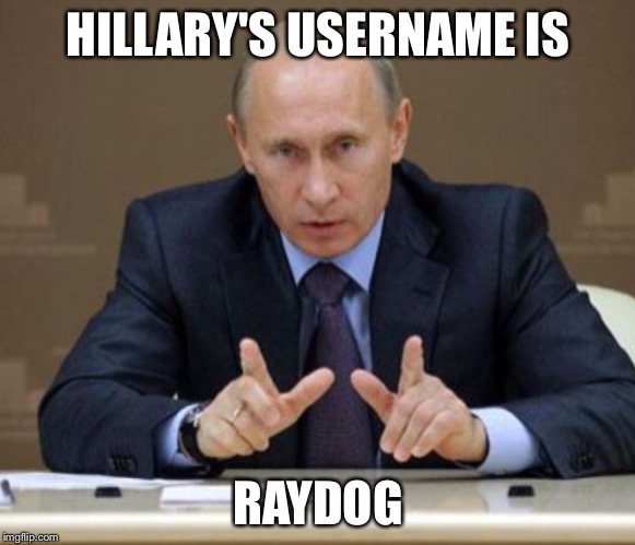 Putin | HILLARY'S USERNAME IS RAYDOG | image tagged in putin | made w/ Imgflip meme maker