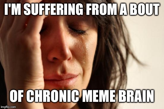 First World Problems | I'M SUFFERING FROM A BOUT; OF CHRONIC MEME BRAIN | image tagged in memes,first world problems | made w/ Imgflip meme maker