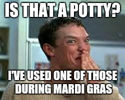 IS THAT A POTTY? I'VE USED ONE OF THOSE DURING MARDI GRAS | made w/ Imgflip meme maker
