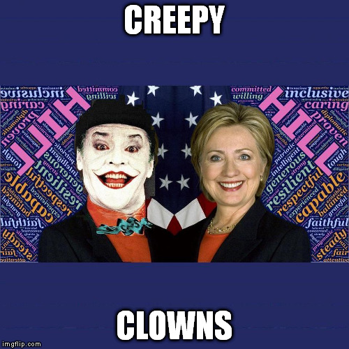 be wary - - creepy clowns | CREEPY; CLOWNS | image tagged in scary creepy clowns hillary clinton meme | made w/ Imgflip meme maker