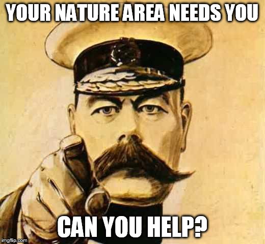 Your Country Needs YOU | YOUR NATURE AREA NEEDS YOU; CAN YOU HELP? | image tagged in your country needs you | made w/ Imgflip meme maker