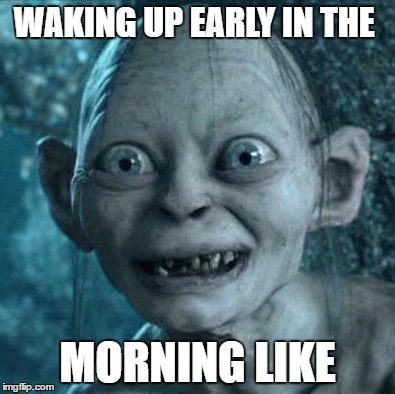 Gollum Meme | WAKING UP EARLY IN THE; MORNING LIKE | image tagged in memes,gollum | made w/ Imgflip meme maker