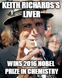 Keith Richards | KEITH RICHARDS'S LIVER; WINS 2016 NOBEL PRIZE IN CHEMISTRY | image tagged in keith richards | made w/ Imgflip meme maker