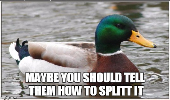 MAYBE YOU SHOULD TELL THEM HOW TO SPLITT IT | made w/ Imgflip meme maker