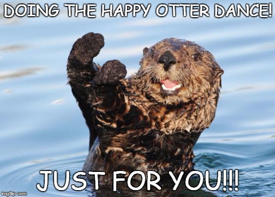 otter celebration | DOING THE HAPPY OTTER DANCE! JUST FOR YOU!!! | image tagged in otter celebration | made w/ Imgflip meme maker