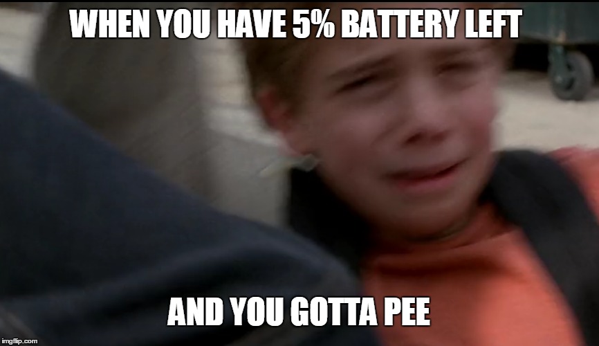 me | WHEN YOU HAVE 5% BATTERY LEFT; AND YOU GOTTA PEE | image tagged in lol | made w/ Imgflip meme maker