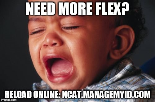 Unhappy Baby Meme | NEED MORE FLEX? RELOAD ONLINE: NCAT.MANAGEMYID.COM | image tagged in memes,unhappy baby | made w/ Imgflip meme maker
