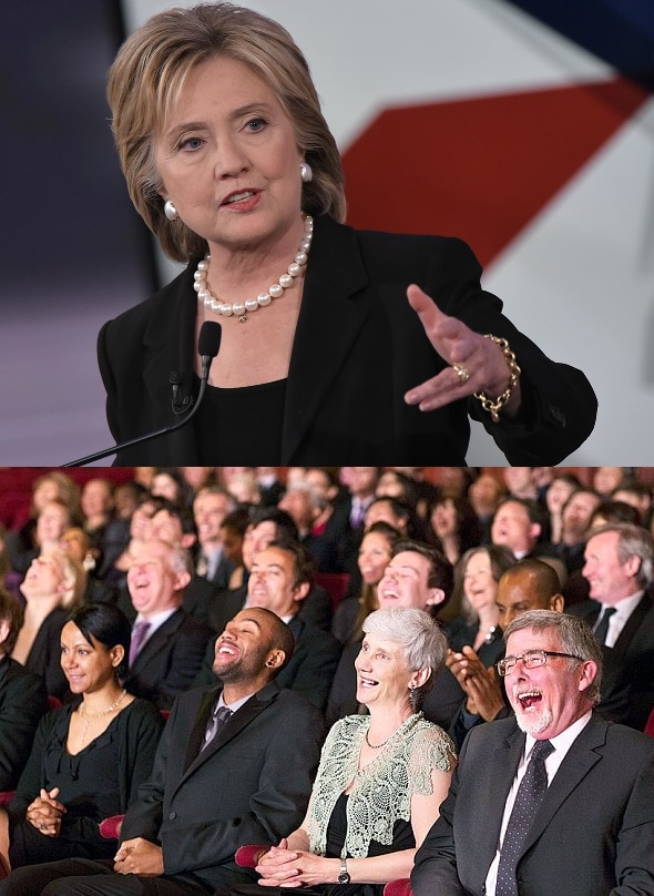 hillary laughing crowd Blank Meme Template