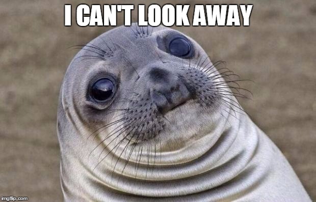 Awkward Moment Sealion Meme | I CAN'T LOOK AWAY | image tagged in memes,awkward moment sealion | made w/ Imgflip meme maker
