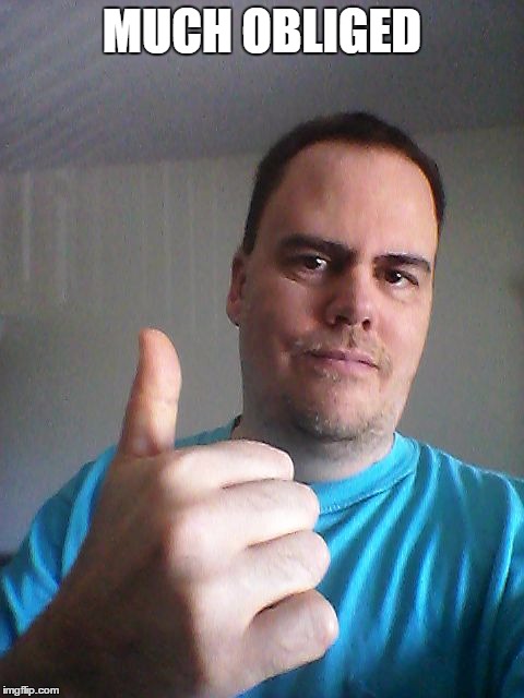 Thumbs up | MUCH OBLIGED | image tagged in thumbs up | made w/ Imgflip meme maker