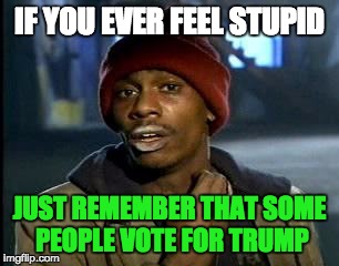 Y'all Got Any More Of That | IF YOU EVER FEEL STUPID; JUST REMEMBER THAT SOME PEOPLE VOTE FOR TRUMP | image tagged in memes,yall got any more of | made w/ Imgflip meme maker