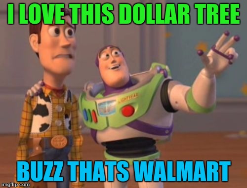 X, X Everywhere Meme | I LOVE THIS DOLLAR TREE; BUZZ THATS WALMART | image tagged in memes,x x everywhere | made w/ Imgflip meme maker