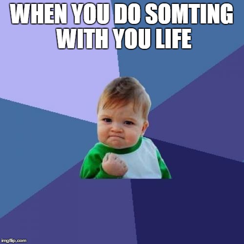Success Kid | WHEN YOU DO SOMTING WITH YOU LIFE | image tagged in memes,success kid | made w/ Imgflip meme maker