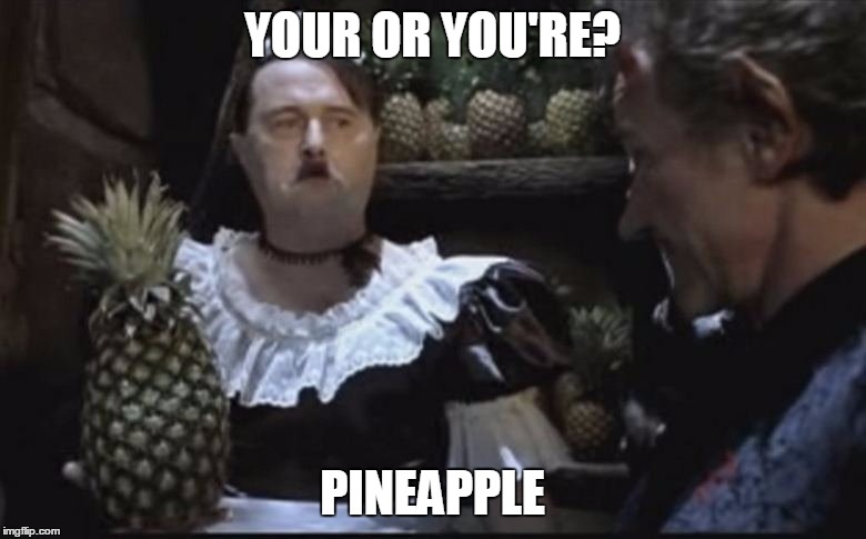 Hitler Pineapple | YOUR OR YOU'RE? PINEAPPLE | image tagged in hitler pineapple | made w/ Imgflip meme maker