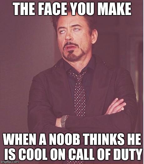 Face You Make Robert Downey Jr | THE FACE YOU MAKE; WHEN A NOOB THINKS HE IS COOL ON CALL OF DUTY | image tagged in memes,face you make robert downey jr | made w/ Imgflip meme maker