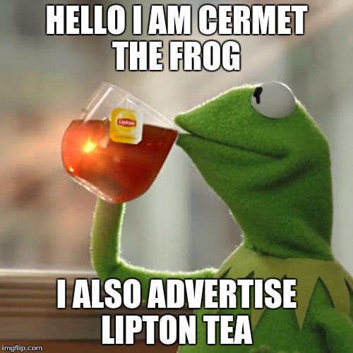 But That's None Of My Business Meme | HELLO I AM CERMET THE FROG; I ALSO ADVERTISE LIPTON TEA | image tagged in memes,but thats none of my business,kermit the frog | made w/ Imgflip meme maker