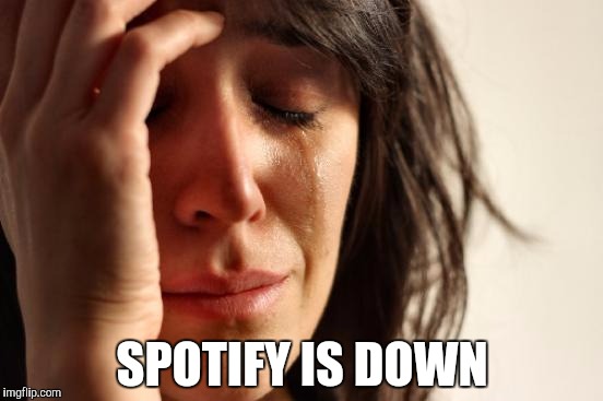 First World Problems | SPOTIFY IS DOWN | image tagged in memes,first world problems | made w/ Imgflip meme maker