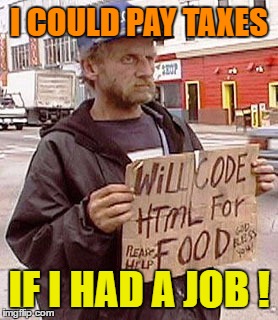 I COULD PAY TAXES IF I HAD A JOB ! | made w/ Imgflip meme maker