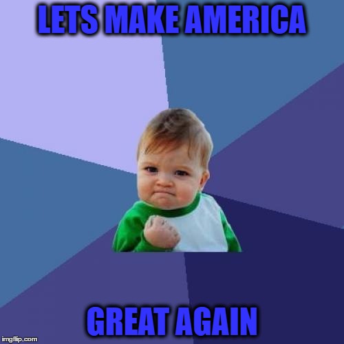 Success Kid Meme | LETS MAKE AMERICA; GREAT AGAIN | image tagged in memes,success kid | made w/ Imgflip meme maker