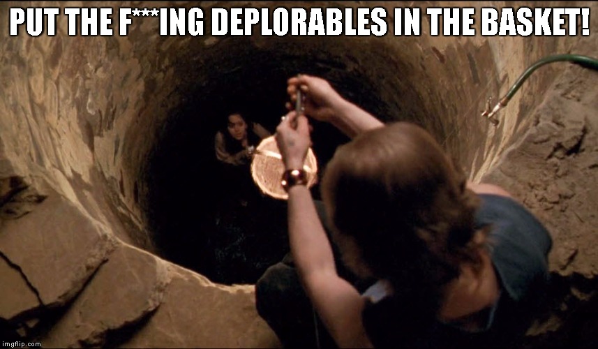 Silence of the Lambs Pit Scene | PUT THE F***ING DEPLORABLES IN THE BASKET! | image tagged in silence of the lambs pit scene | made w/ Imgflip meme maker