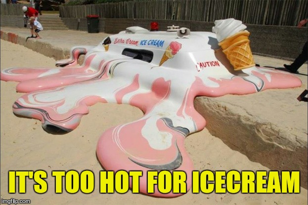 IT'S TOO HOT FOR ICECREAM | image tagged in too hot | made w/ Imgflip meme maker