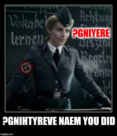 ?GNIYERE ?GNIHTYREVE NAEM YOU DID | made w/ Imgflip meme maker