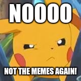 unimpressed pikachu | NOOOO; NOT THE MEMES AGAIN! | image tagged in unimpressed pikachu | made w/ Imgflip meme maker