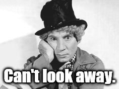 Harpo perplexed | Can't look away. | image tagged in harpo perplexed | made w/ Imgflip meme maker