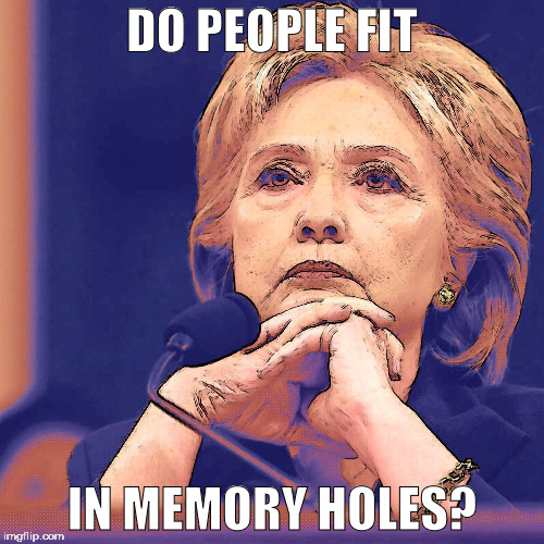DO PEOPLE FIT; IN MEMORY HOLES? | image tagged in cfg hillary sad 2 | made w/ Imgflip meme maker