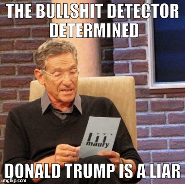 Maury Lie Detector | THE BULLSHIT DETECTOR DETERMINED; DONALD TRUMP IS A LIAR | image tagged in memes,maury lie detector | made w/ Imgflip meme maker